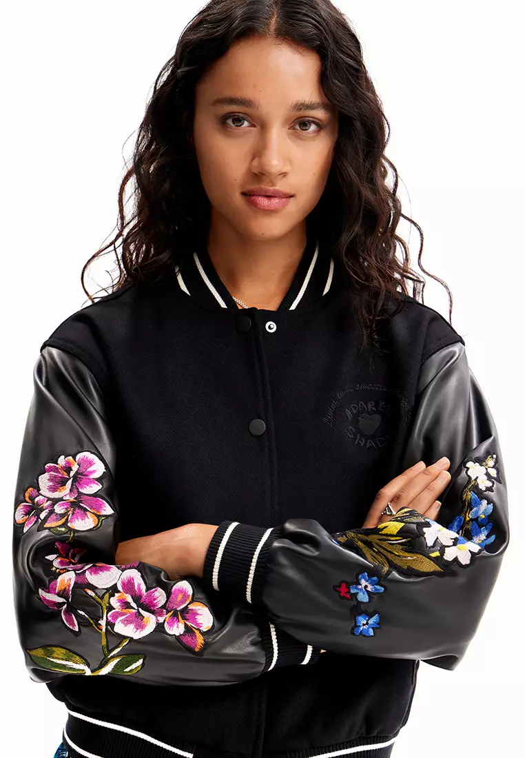 Buy Desigual Desigual Woman Combination floral wool bomber jacket. 2023 ...