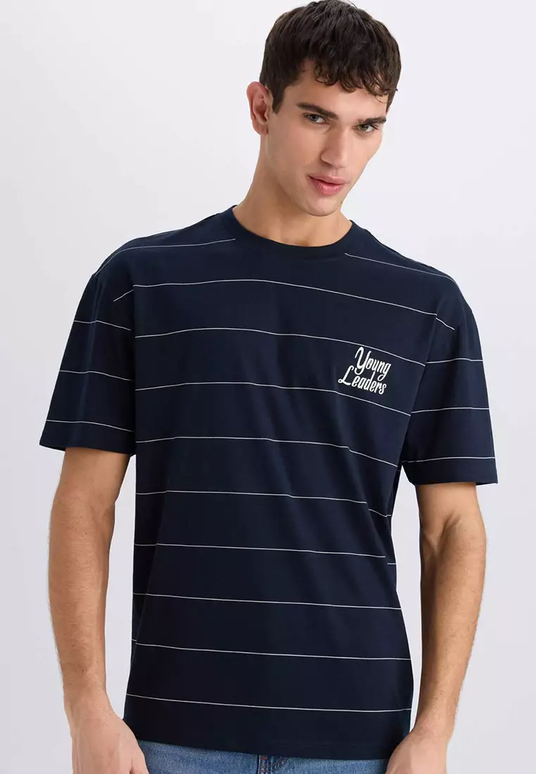 Boxy Fit Crew Neck Printed Short Sleeve T-Shirt