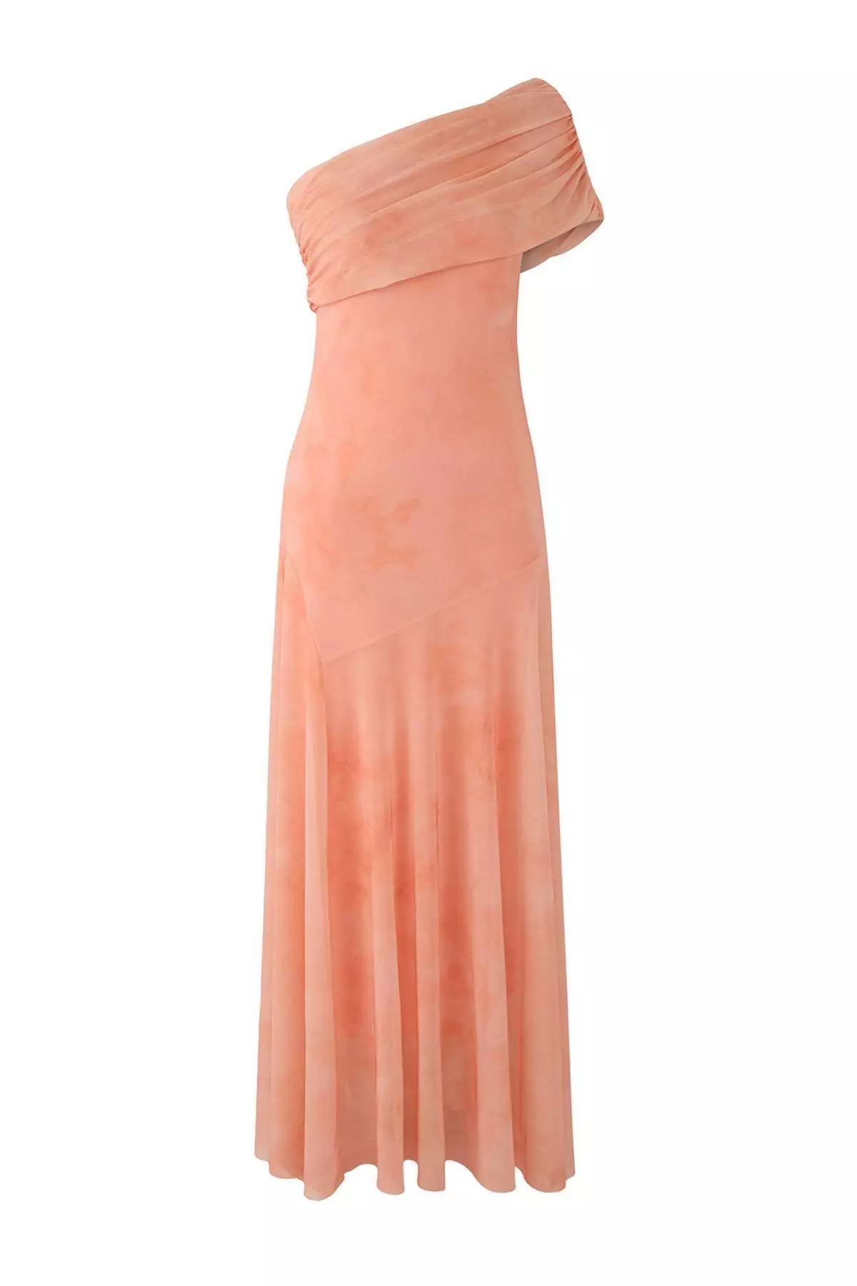 Light Orange Patterned Asymmetrical Collar Woven Maxi Evening Night Graduation Dress