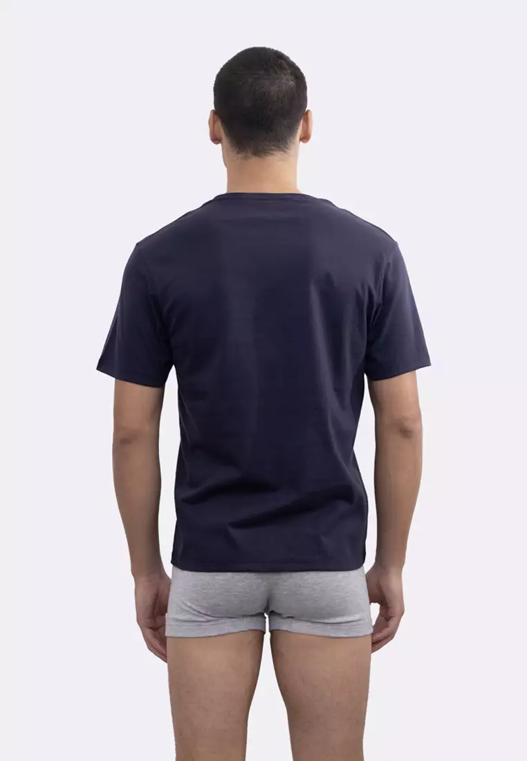 Mens Navy Blue Round Neck T-Shirt