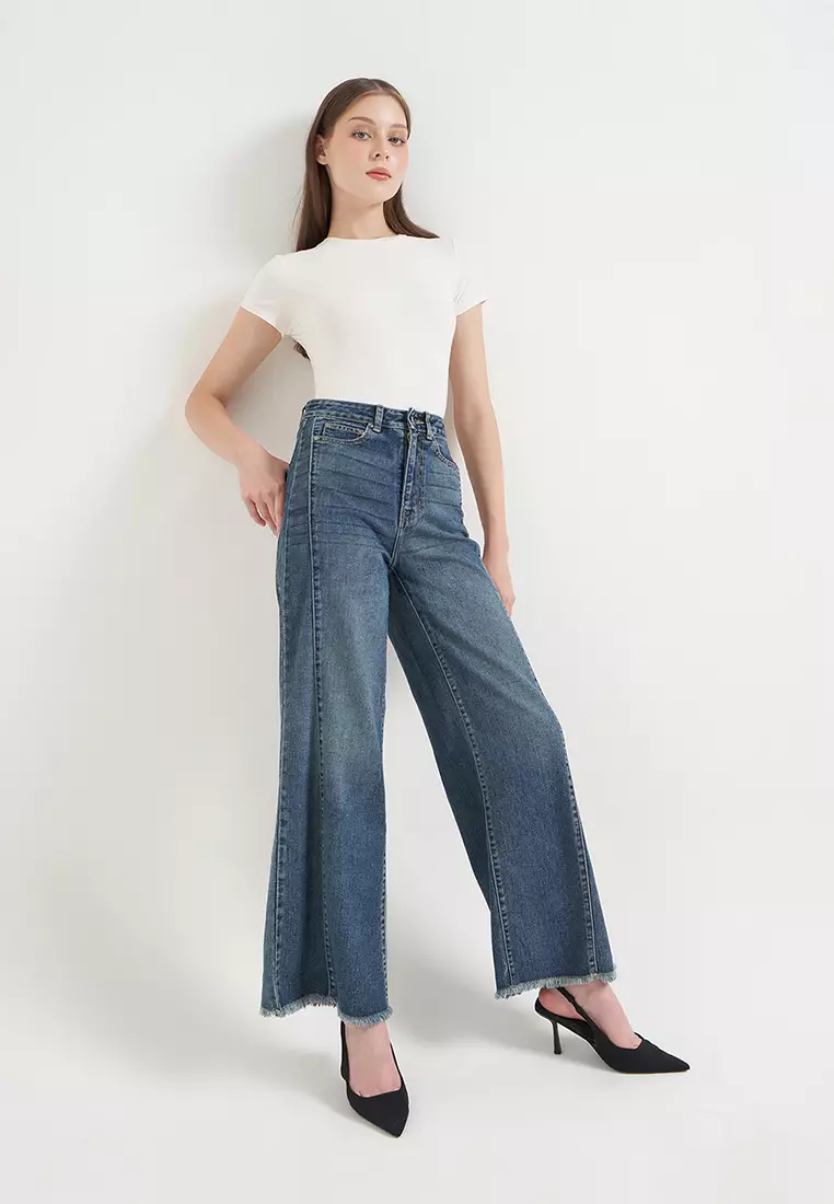 DUST Celana Side Panel Baggy Jeans Serana Blue (D.39148)