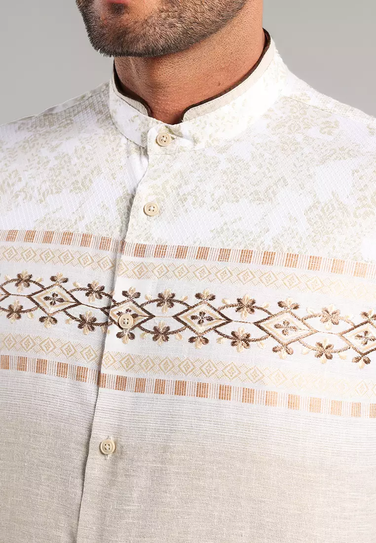 MOC x Habib Jafar Kemeja Koko Lengan Pendek Pria Hanif - Khaki