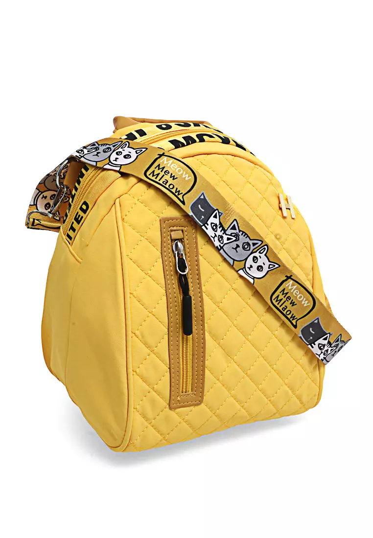 Cellyn Tas Ransel Mini Wanita Strap Desain Font Material Leather ORIGINAL - Yellow