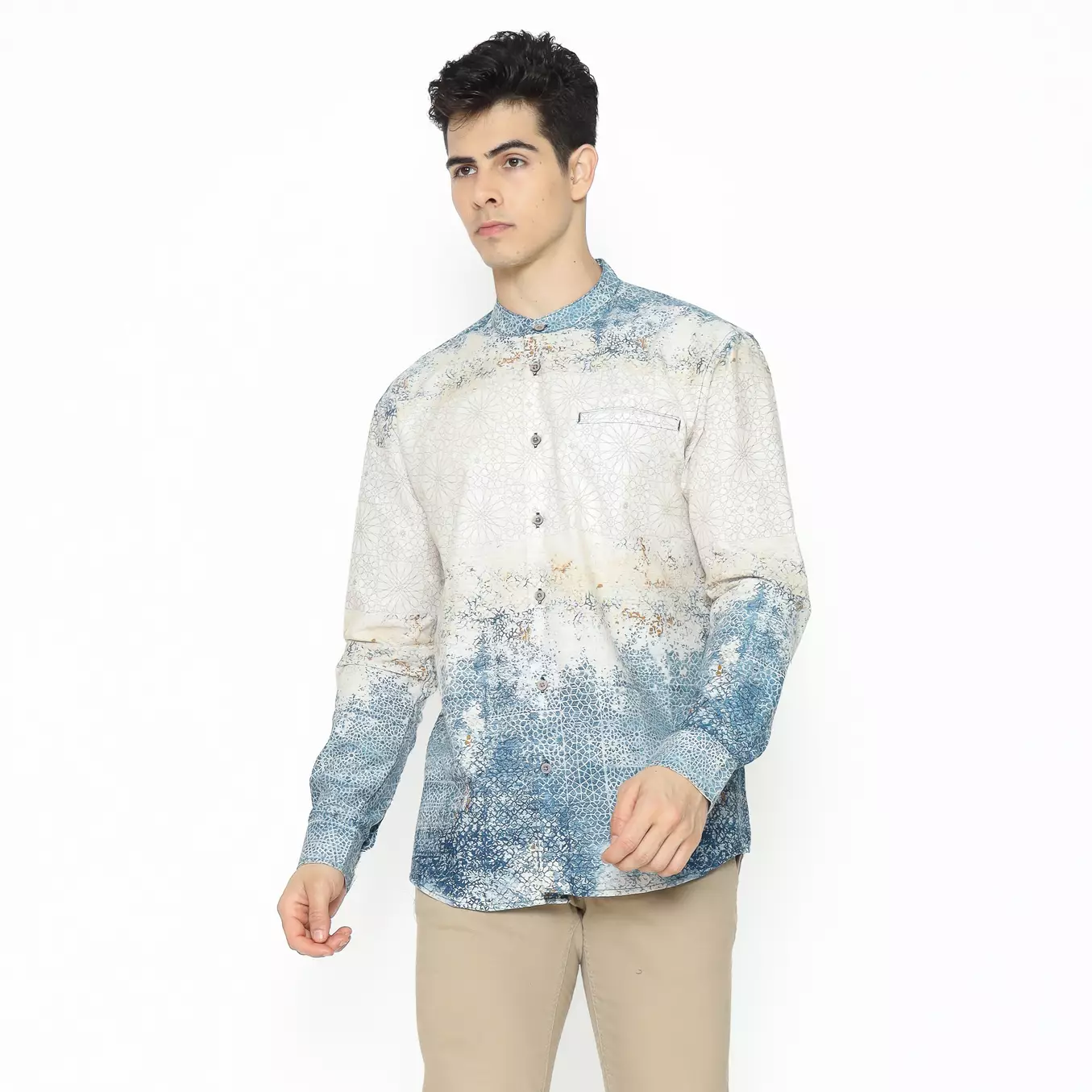 AMK Kemeja Koko Pria Printing  Lengan Panjang KK NIZAM L/S GREEN