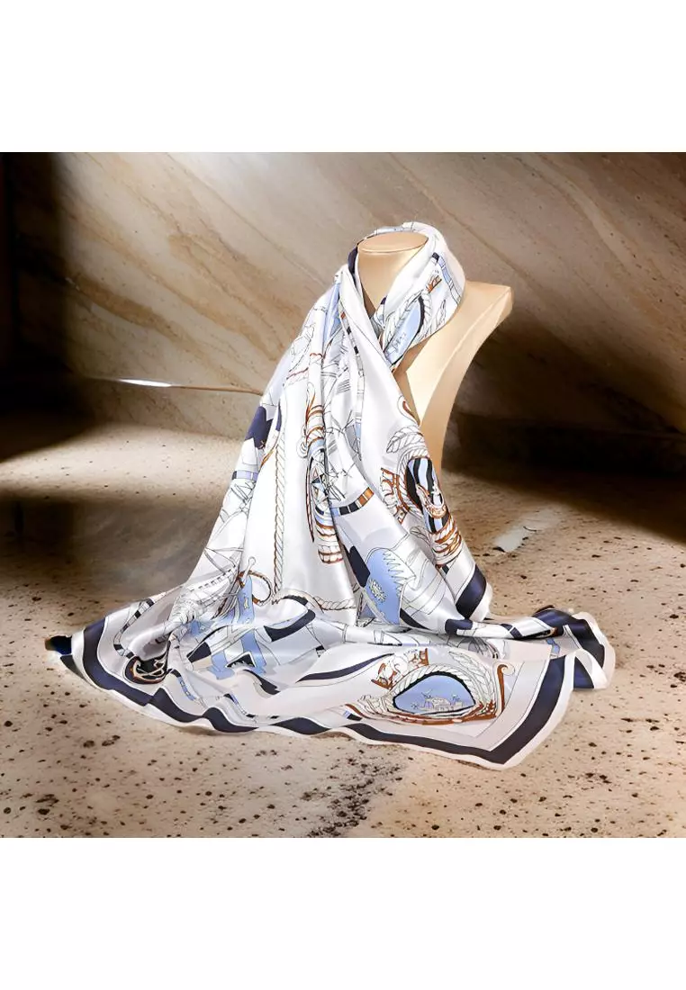 Luxury Silk Ladies' Large Scarf, Sun-Proof Crepe Satin, Premium Souvenir.