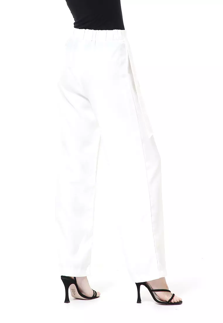 Stella Long Pants Celana Panjang Kasual Wanita Model Pocket Material Cotton ORIGINAL - White