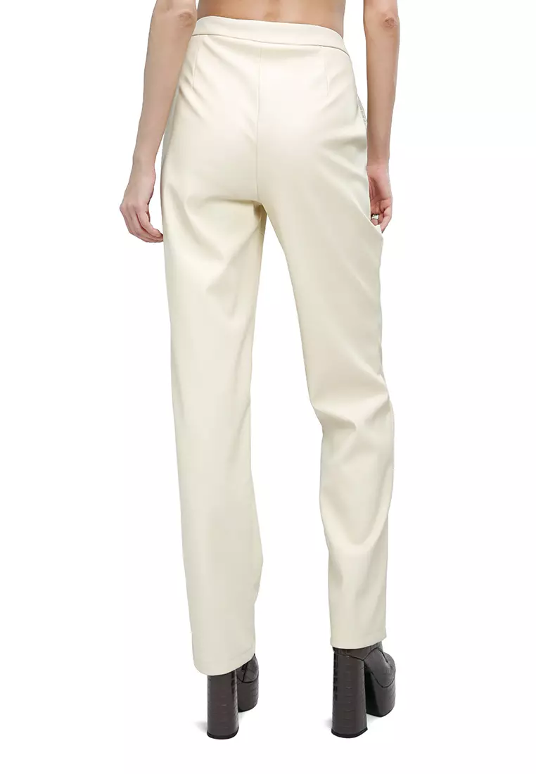 Celana Kulit Imitasi Potongan Krim