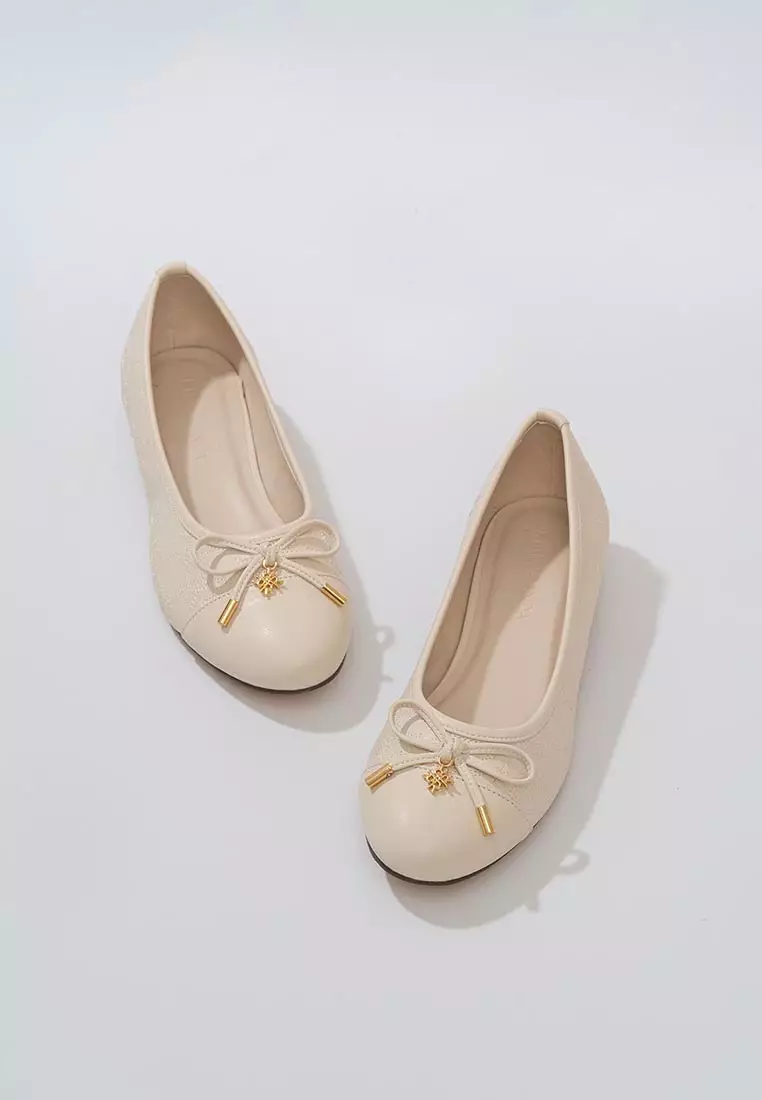 Ria Miranda Oat  Miranda Quilted Flatshoes