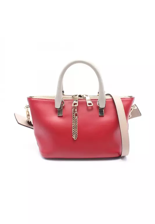 Pre-Loved Chloé Bailey mini Handbag leather Red beige 2WAY
