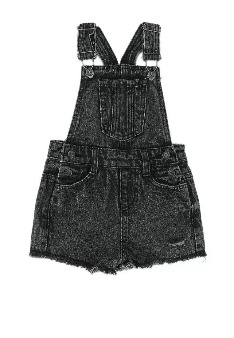 Girls black store denim pinafore