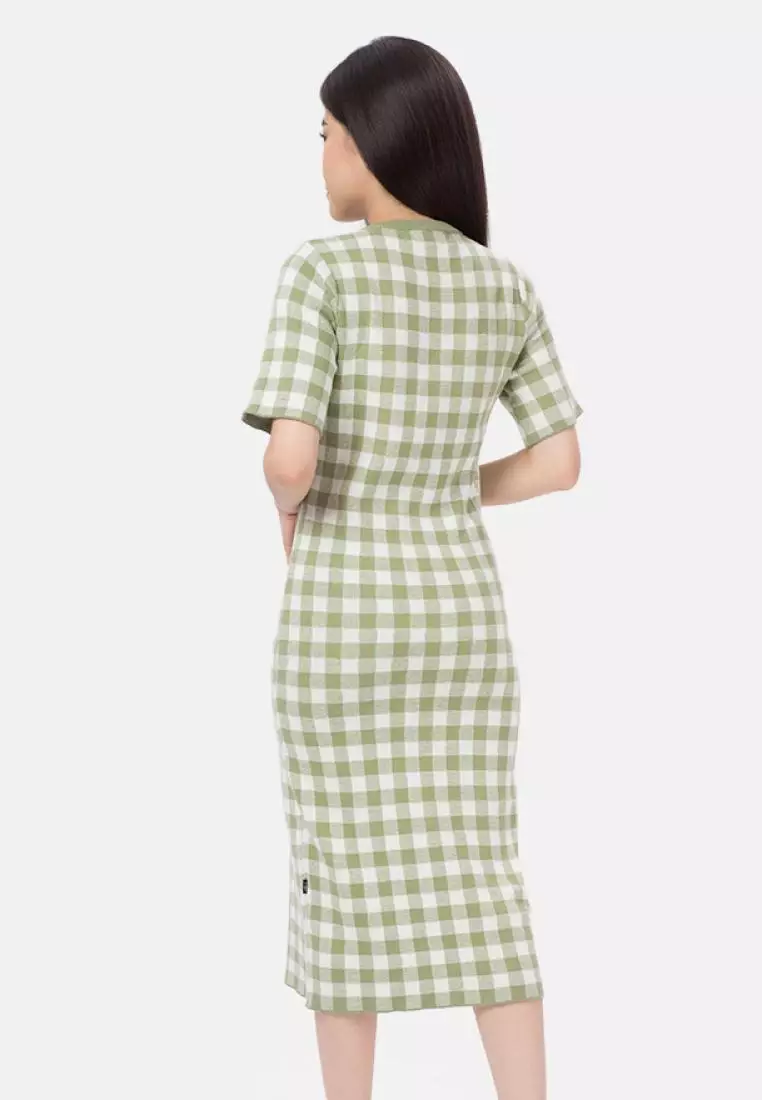 Checker Midi Dress in Green