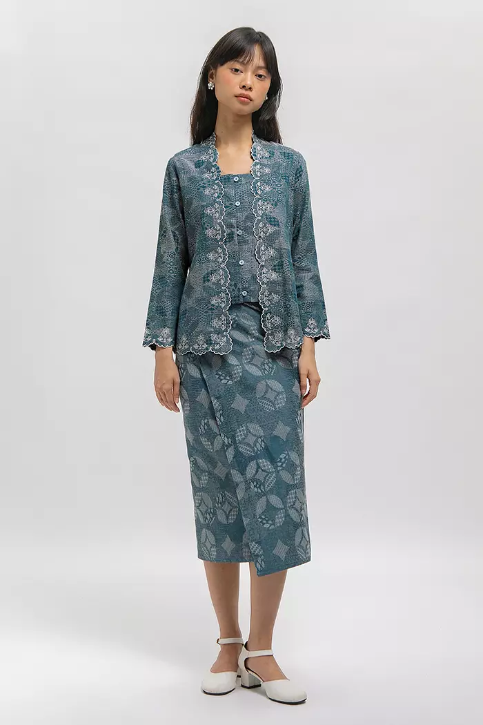 COTTONINK - Atasan Blouse Wanita Latika Kawung Biru Laut #Archipelago2025