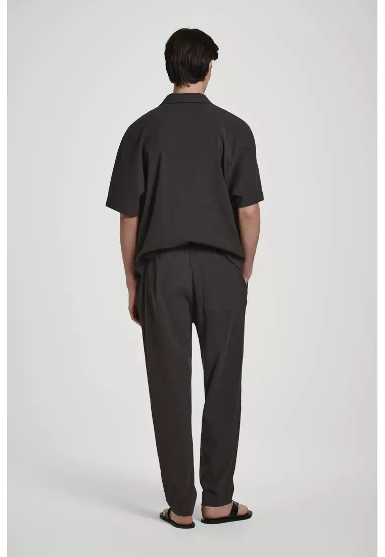 CRINKLED-COTTON TROUSERS