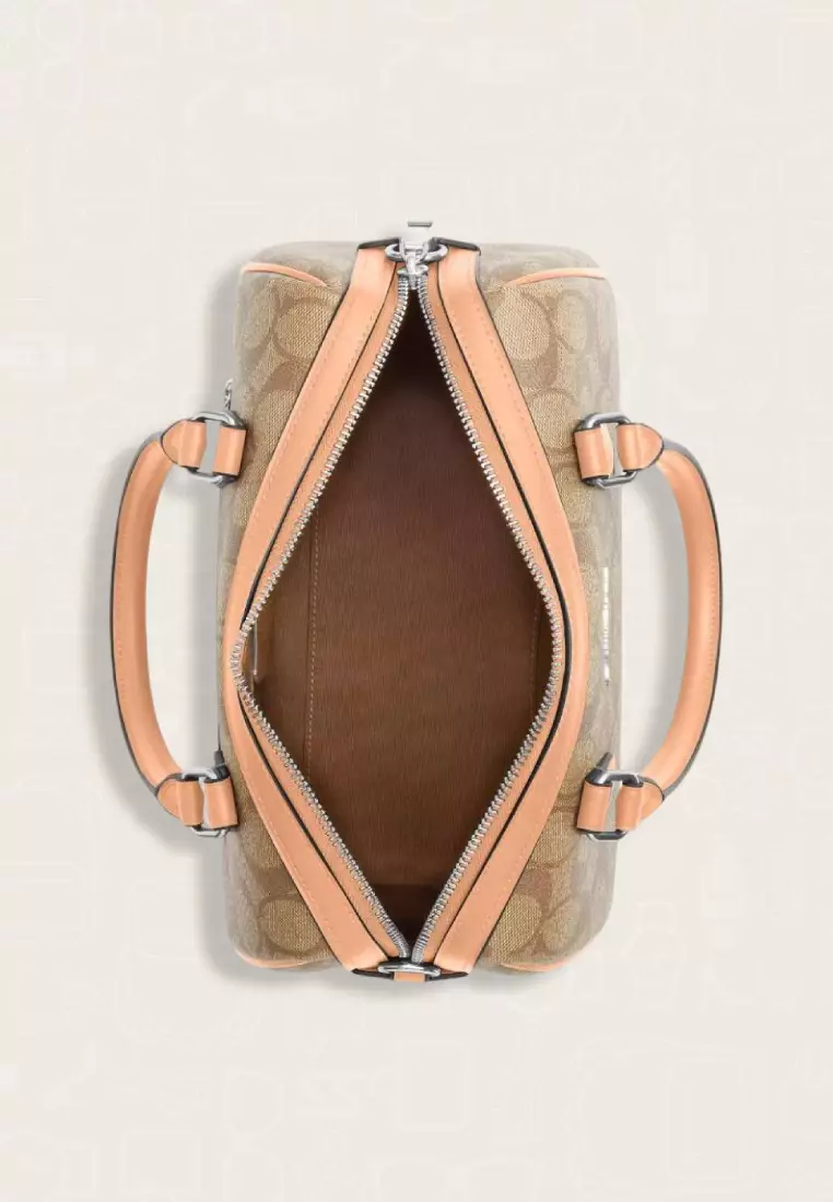 Coach Rowan Satchel Bag In Signature Canvas Light Khaki Faded Blush