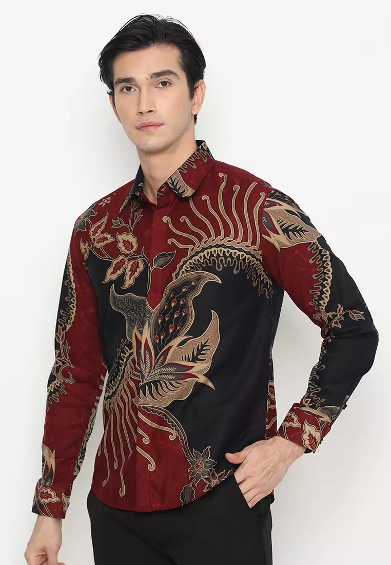Kemeja Batik Pria Slimfit Senapati - Maroon