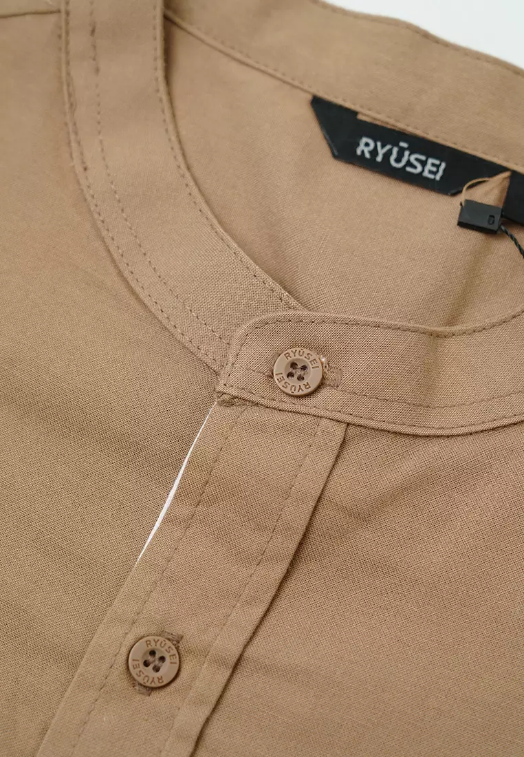 Ramadan Series | Ryusei Kemeja Kerah Koko Lengan Pendek Nirasaki CMB Brown