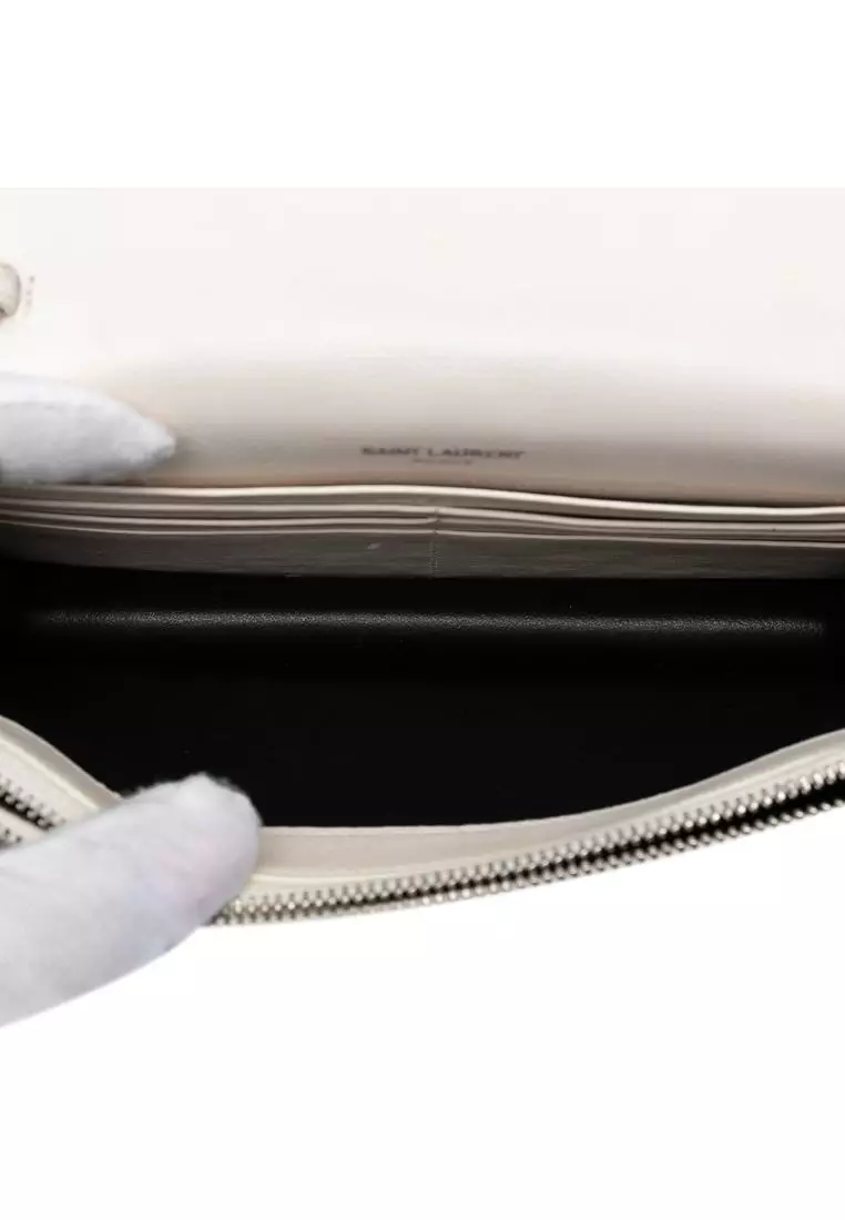 Pre-Loved Saint Laurent Beaded Calfskin Monogram Kate Tassel Wallet On Chain