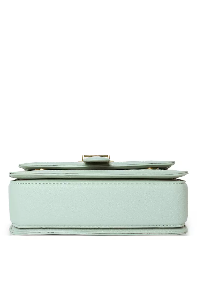 Metal Buckle Flap Bag In Light Blue
