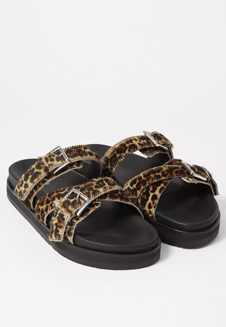 Cross-Strap Leather Sandals