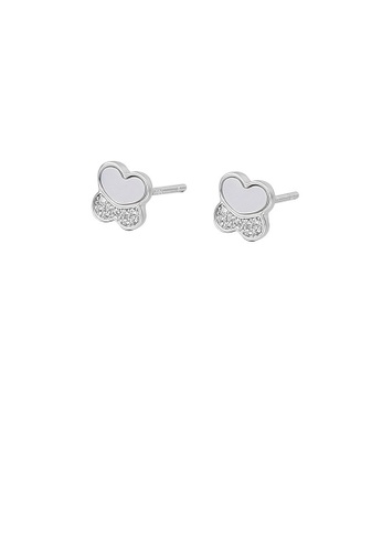 Glamorousky white 925 Sterling Silver Fashion Simple Butterfly White Shell Stud Earrings with Cubic Zirconia D1302ACAD30583GS_1