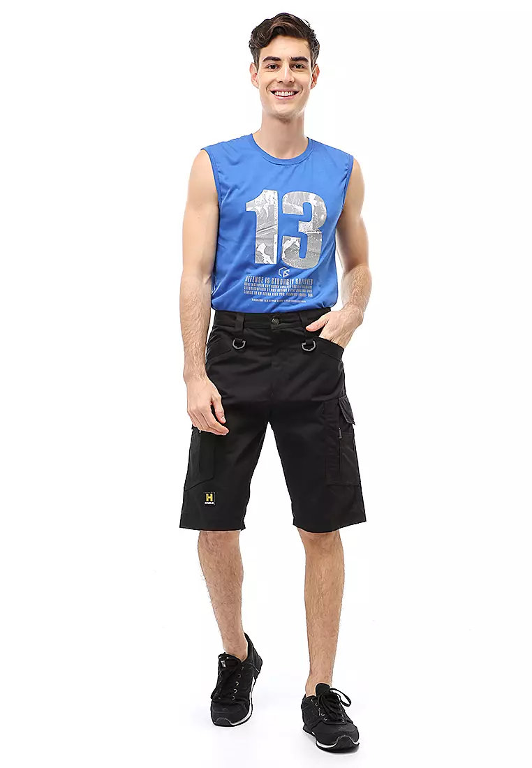 Rishham Short Pants Celana Pendek Kasual Pria Anti Gesek Material Cotton ORIGINAL - Black