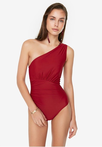 Trendyol red Gathered Detail Swimsuit AF321USDAA8F50GS_1