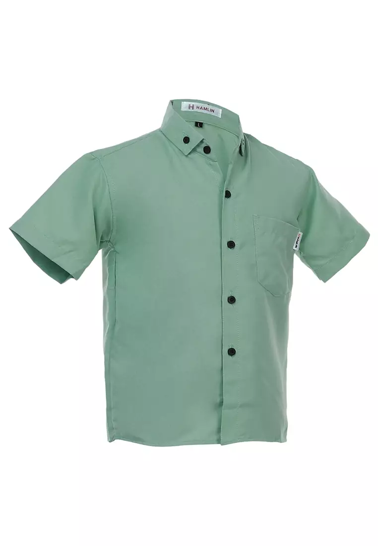 Juste Kemeja Formal Anak Laki-laki Lengan Pendek Motif Polos Kids Shirt Comportable Material Cotton ORIGINAL - Soft Green