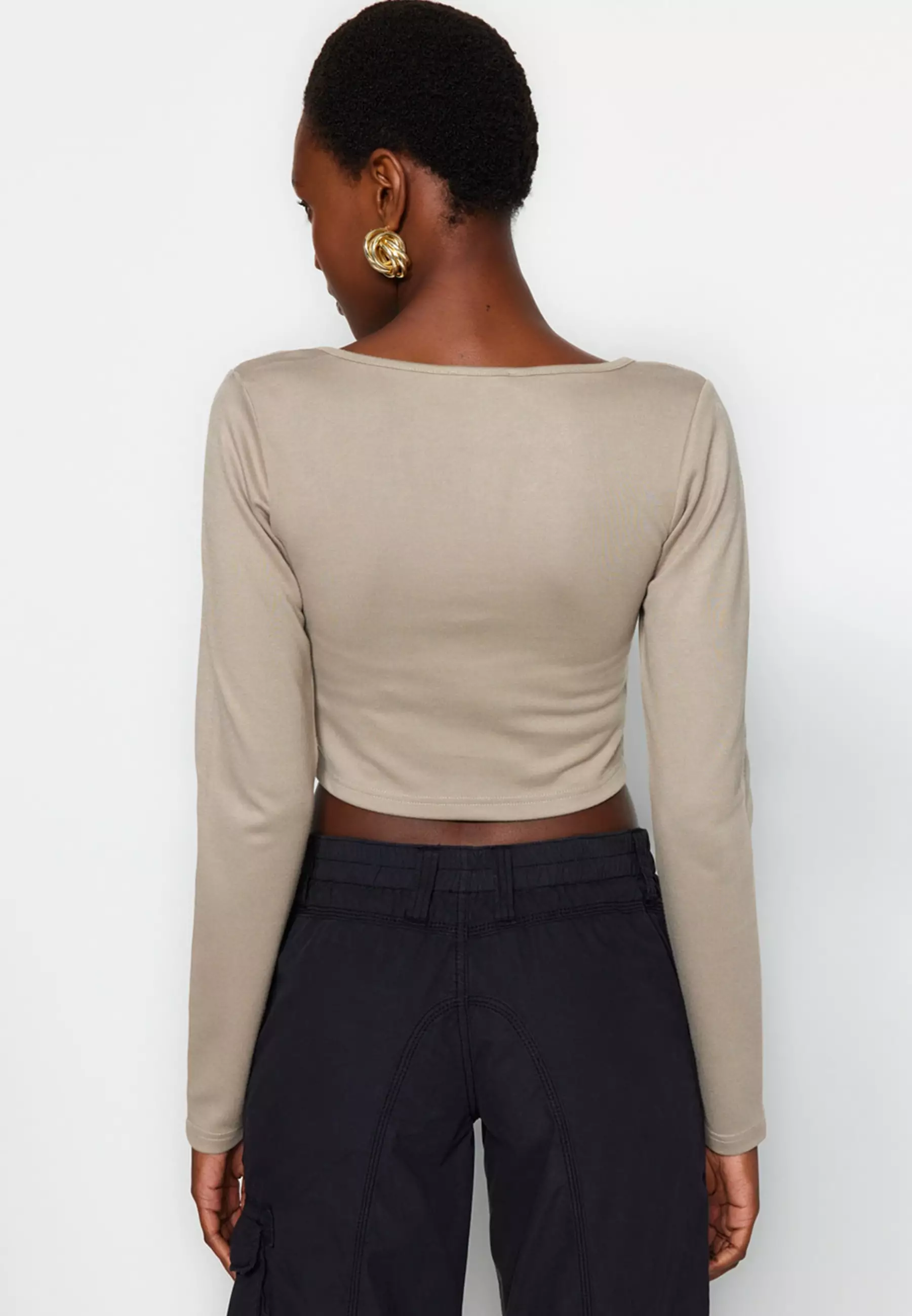 Buy Trendyol Fitted Square Neck Top in Taupe 2024 Online