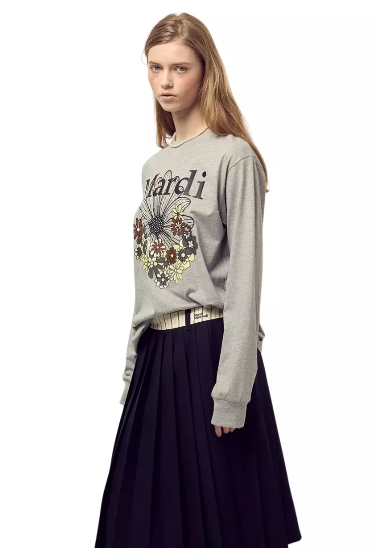 Tshirt Long Sleeve Flowermardi Jardin - Grey Black