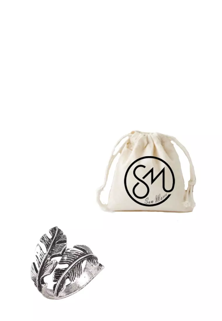 Accessories Pria Leaf Wrap Premium Stainless-Steel Ring  Cincin Pria Silver