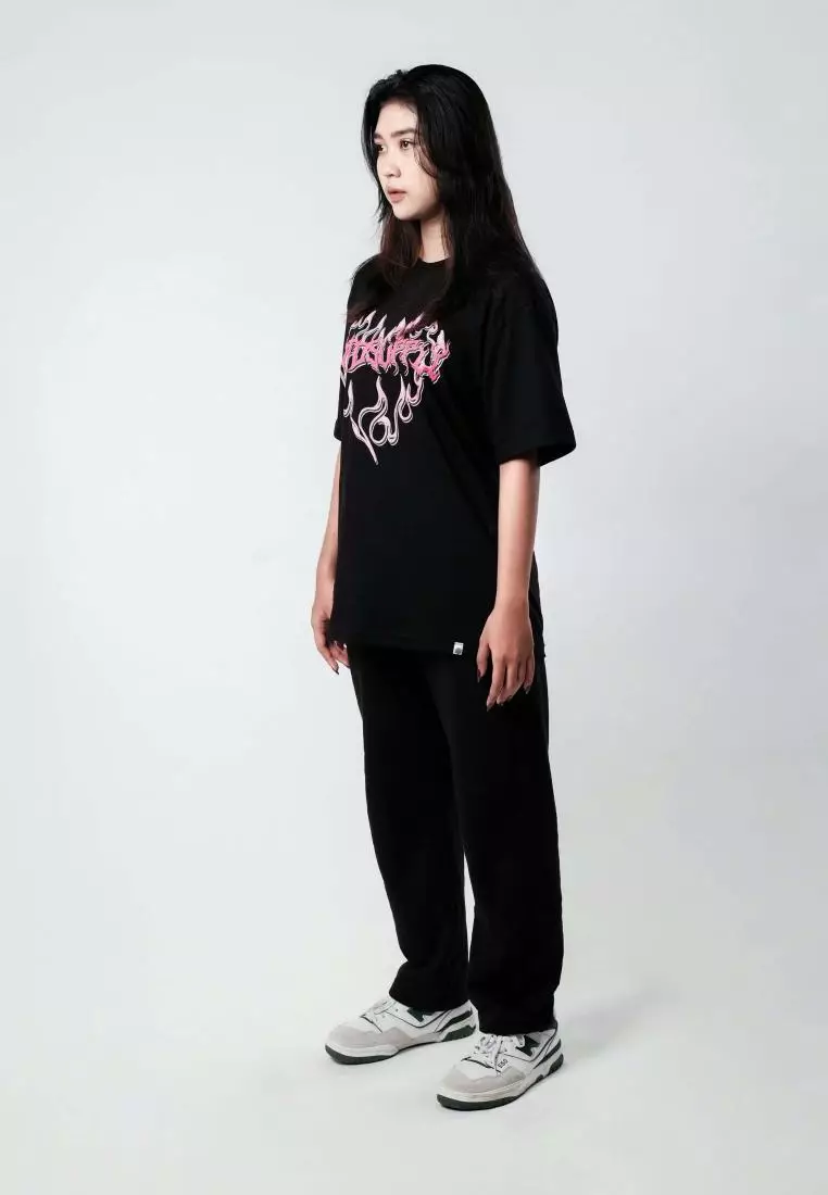 OOTDSUPPLY Reguler Tshirt 24s Blaze Heart Black & White | Kaos Pria & Wanita TS078