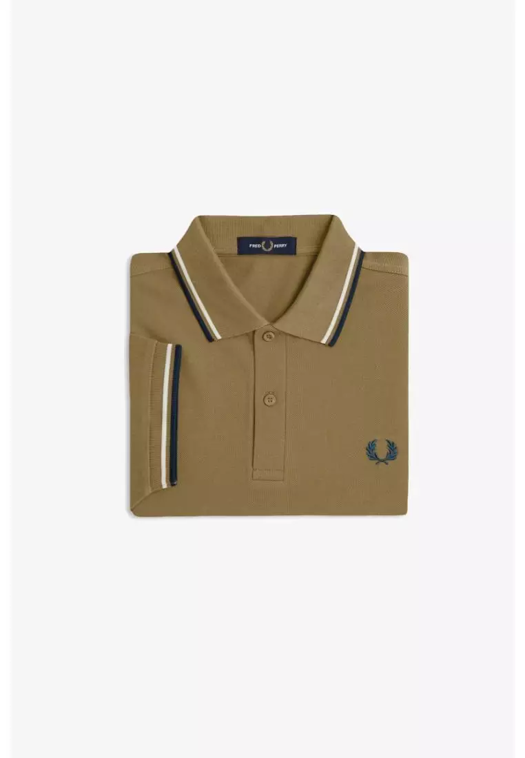 Fred Perry M3600 Twin Tipped Fred Perry Shirt (Shaded Stone / Ecru / Dark Petrol)