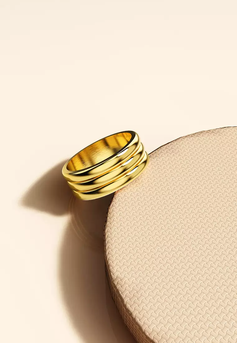 Triad Circular Gleam Radiant Gold Layered Ring