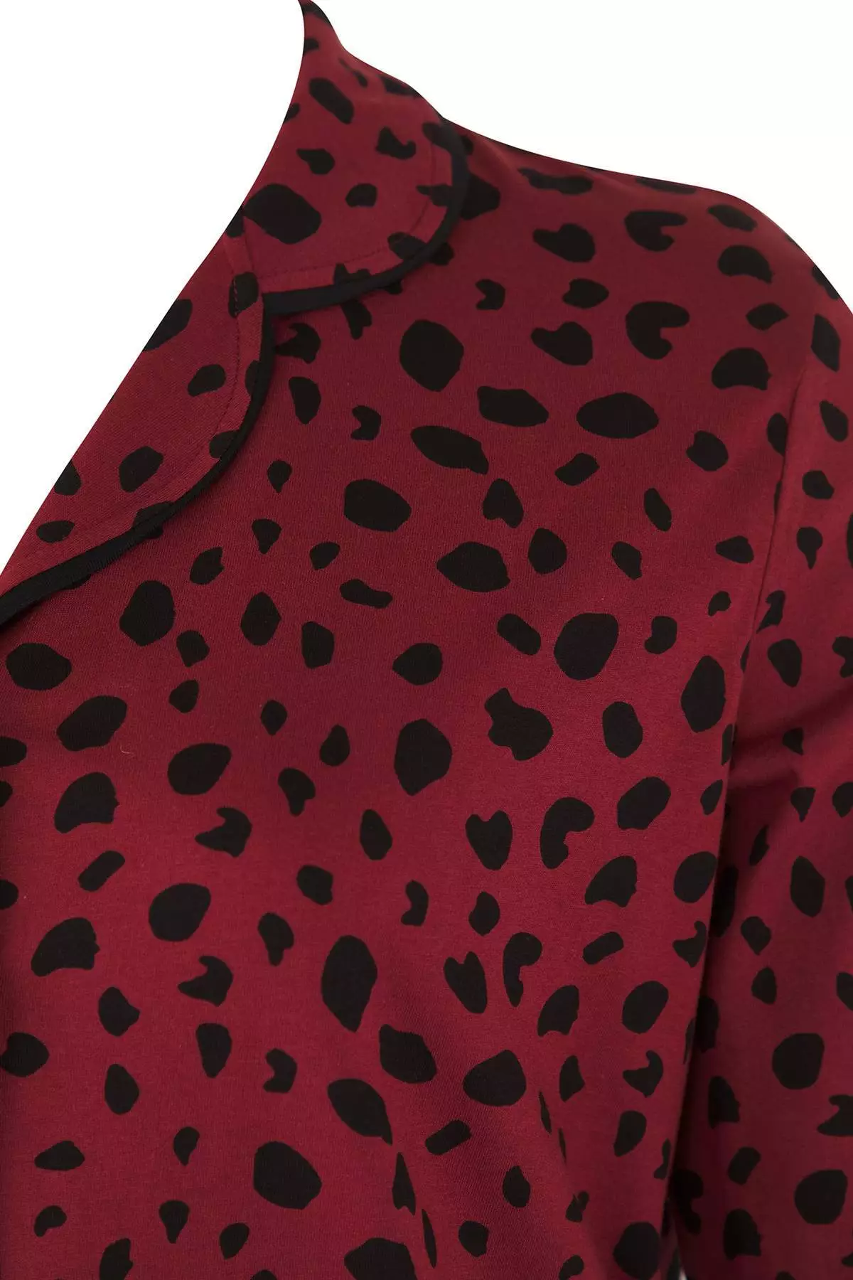 Burgundy Heart-Shaped Shirt Collar Knitted Pajama Set Tbbaw23Ai00015