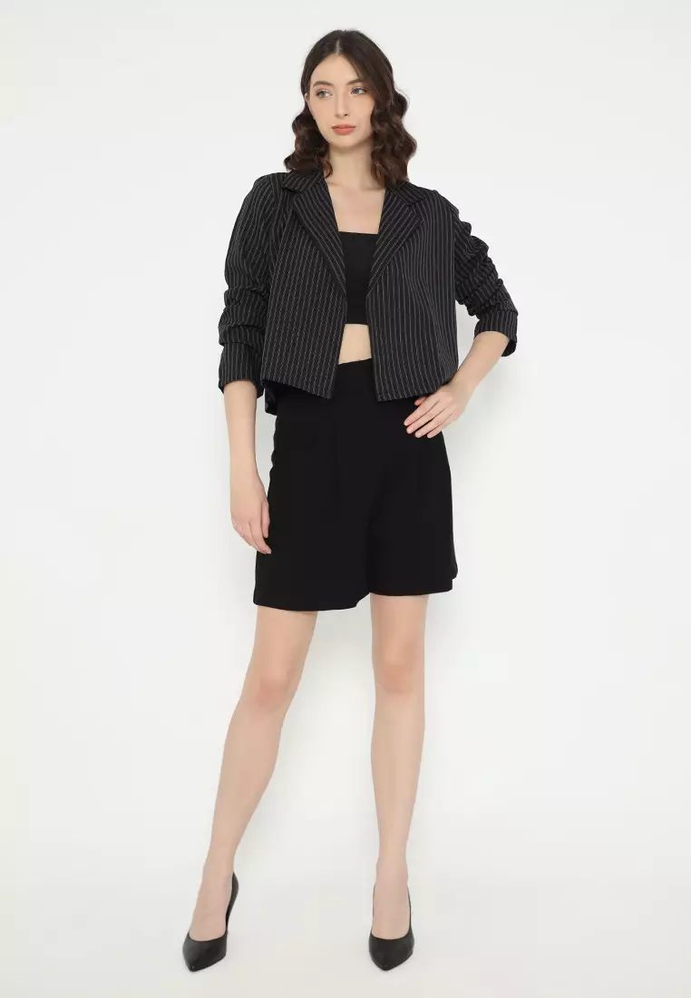 Mannequin Stripe Crop Blazer