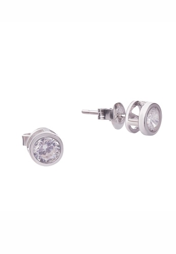 SHANTAL JEWELRY grey and white and silver Cubic Zirconia Silver Coverd Diamond Shape Earring SH814AC14GFPSG_1