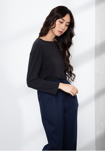 Origin by Zalora black Rib Long Sleeve Top made from Tencel 5BB02AAD7AED62GS_1