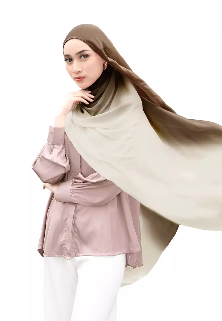 Bellaya Viscose Shawl Gradasi | Hijab Pashmina Viscose - Coffe Brown