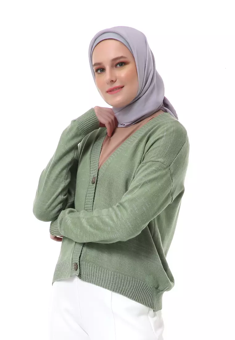 Layka Cardigan Long Sleeve Outer Rajut Tebal High Quality Premium - Mint
