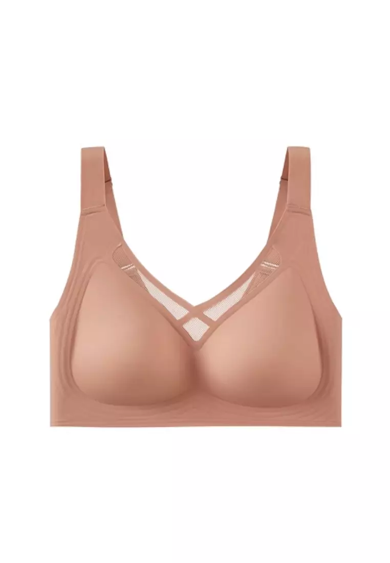 Premium Bella Plus Size Seamless Wireless Paded Push Up Bra in Dusty Pink