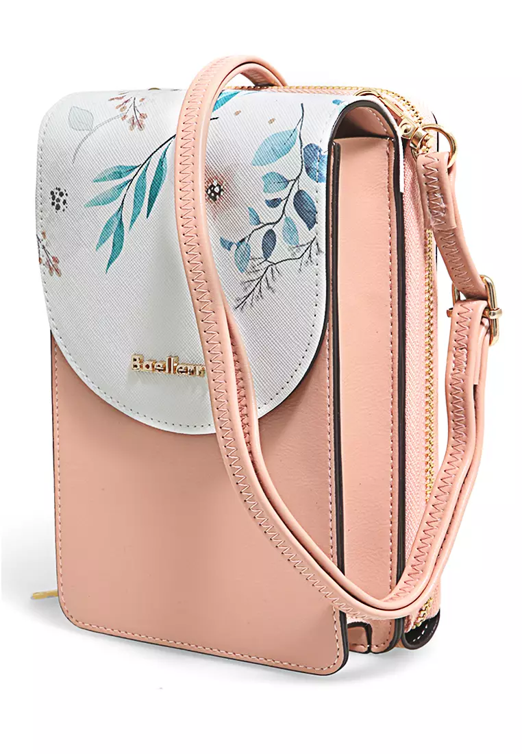 Sling Bag Tas Selempang Wanita Flower Motive Many Pocket Material Leather ORIGINAL