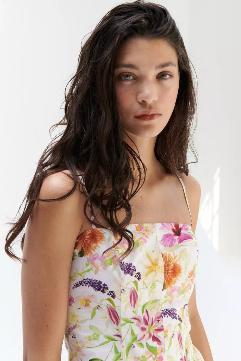 Buy H&M Flared-skirt cotton strappy dress 2026 Online | ZALORA