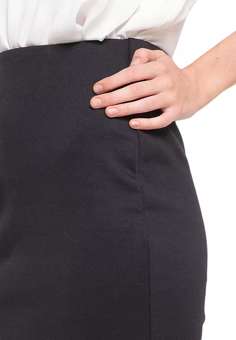 Chalon Midi Skirt Motif Solid Design Casual Bawahan Wanita - Black