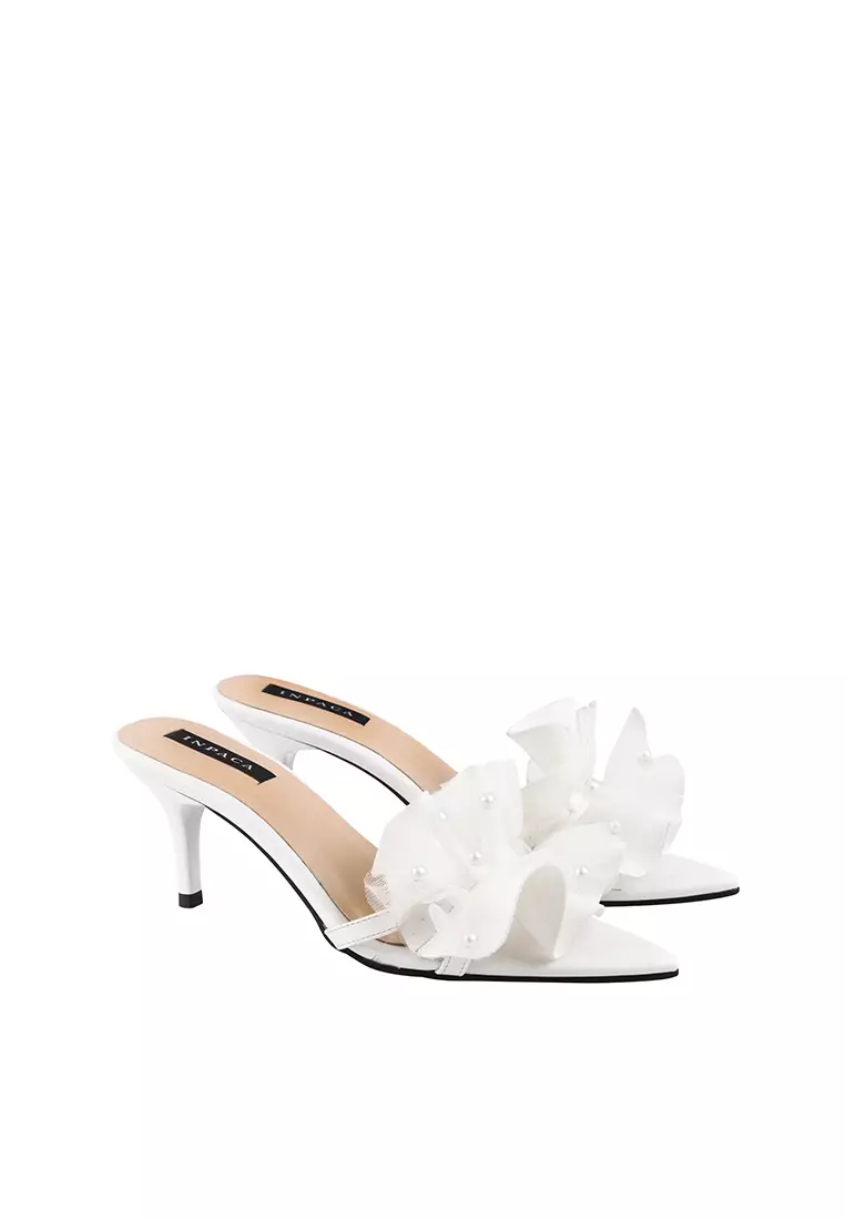 Carole Ruffle Heels with Pearl