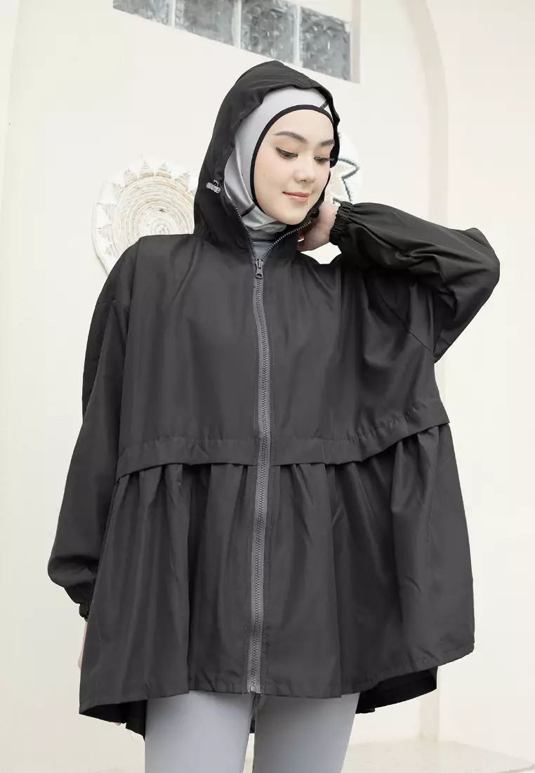Zelena - Archie Sports Jacket | Jaket Olahraga Wanita Ruffle - Black