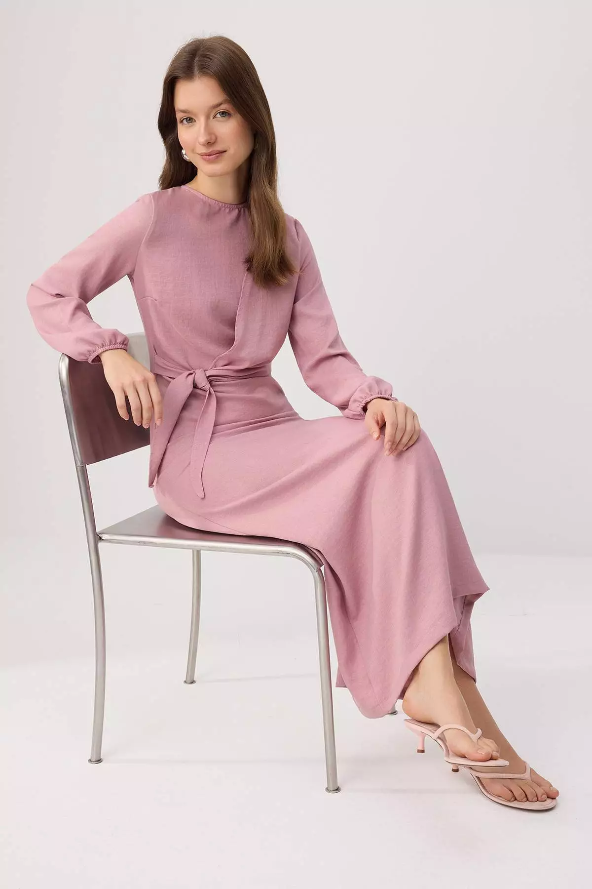 Lilac Linen Look Woven Dress Tctss25Eb00129