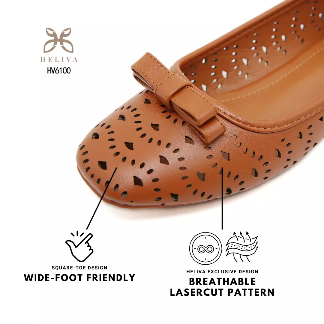 Heliva Lovina Laser-Cut Ballerina Flats with Sweet Bow Accent HV6100