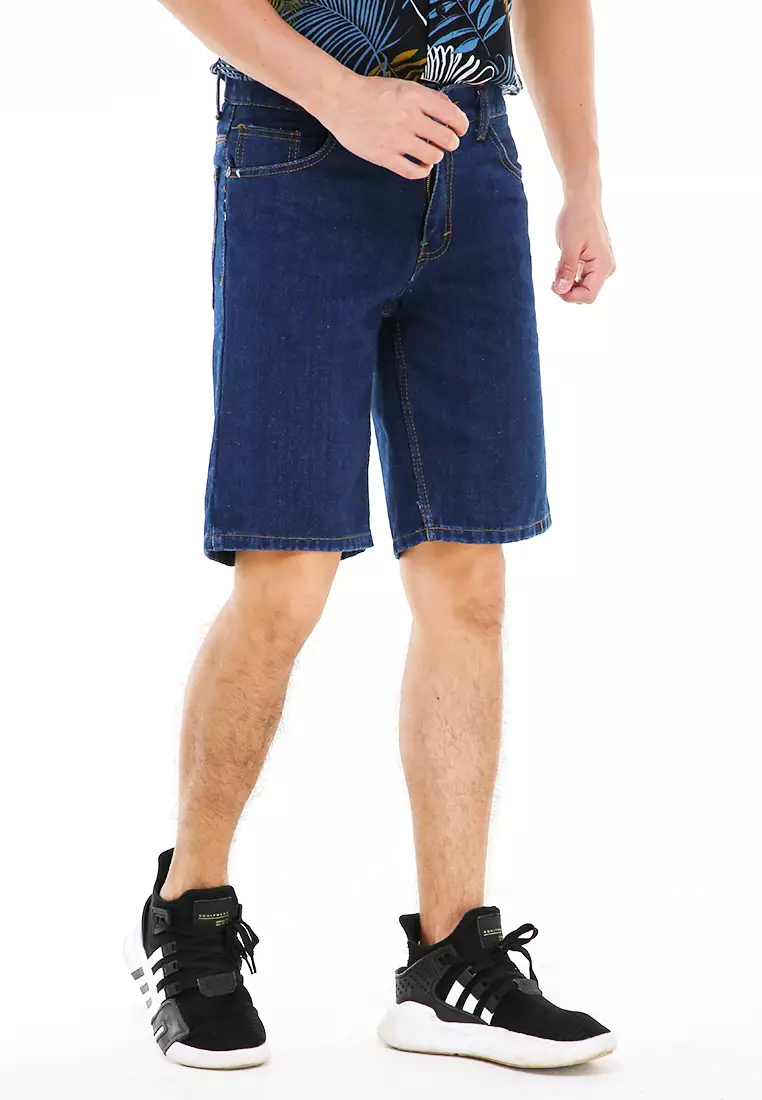 Rishham Celana Pendek Denim Pria Casual Short Pants Material Jeans ORIGINAL - Biowash