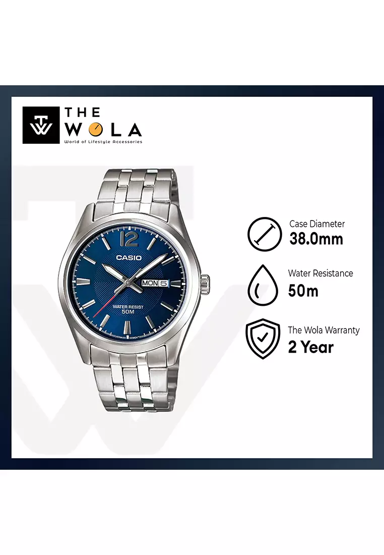 Men's Analog Watch MTP-1335D-2AV Blue Dial with Stainless Steel Watch