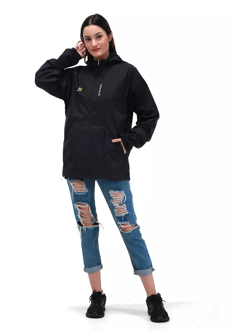 Clover Jaket Olahraga Sepeda Cycling Unisex Jacket Casual Waterproof Material Polyester ORIGINAL - Black